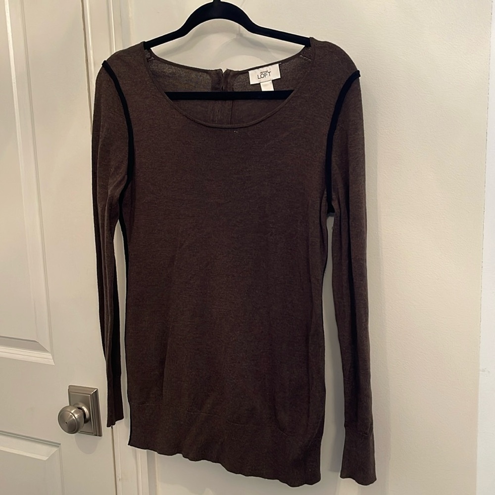 Loft sweater dark green w black accents. Size medium.